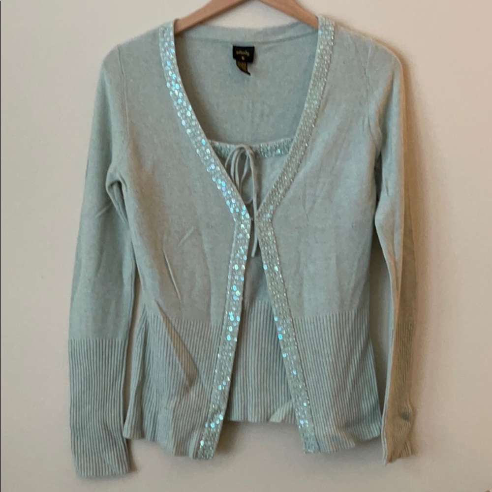 Plenty tank top and matching cardigan sequin details